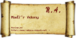 Maár Adony névjegykártya
